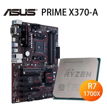 Lizdas AM4 Asus PRIME X370-A pagrindinė Plokštė + CPU AMD Ryzen 7 1700X Plokštė Rinkinys AMD X370 Ryzen 7 4 MB DDR4 X370 Placa-Mãe AM4