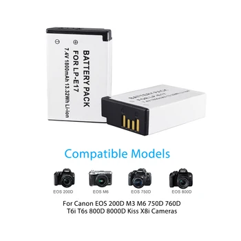 LPE17 LP E17 LP-E17 E17 Baterija+LCD USB Kroviklis skirtas Canon EOS 200D M3 M5 M6 750D 760D T6i T6s 800D 8000D 77D Kiss X8i Kameros