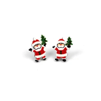 10 Porų/set Santa Claus ir Kalėdų Stud Auskarai Sniego Elnias Bell Kalėdų Eglutė Auskarai, Papuošalai, Aksesuarai, Mielas Kalėdų Dovanos