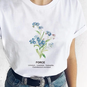 Sunfiz YF Gėlių Spausdinti Viršūnes Moterų 2020 M. Prašmatnus Prarasti Apvalios Kaklo trumpomis Rankovėmis Tee Atsitiktinis Vasaros Derlius T Shirts Saldus Harajuku Viršūnės