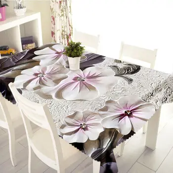 3D Įspaustu Gėlių Staltiesė Kūrybos Spalvinga Wallflower Modelis Plaunamas Tirštėti Stačiakampio formos staltiesė Vestuvių
