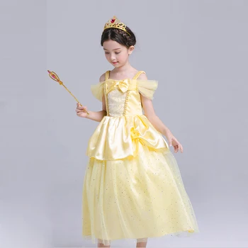 PaMaBa Vaikų Mergaičių Halloween Fantazijos Gražuolė Princesė ubierz Vaikams, Elegantiškas Gimtadienio Gražuolė Suknelė off Peties Belle Frocks