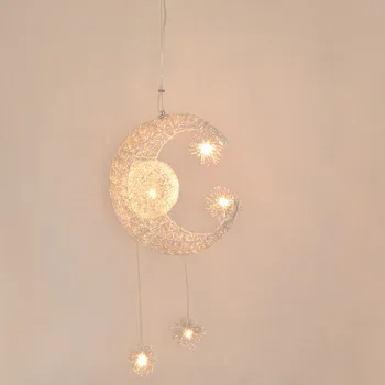 Kūrybos Pakabukas Šviesos diodų (LED Lubų Kabo Lempa, Vaikų Kambario, Miegamojo Sustabdytas Šviesos Mielas Moon Star Namų Dekoro Laiptų Lempos