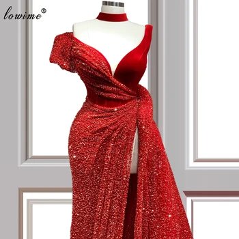Plus Size Dubajus Raudona Garsenybių Suknelės 