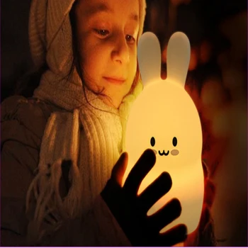 LED nakties šviesos spalvinga vaikų nakties šviesos mielas triušis paglostyti šviesos USB silikono naktį šviesos 2.4 G RF Nuotolinio Valdymo