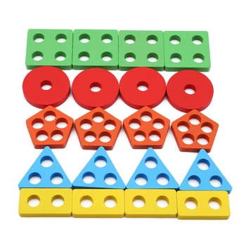 Naujos Medienos Švietimo Ikimokyklinio Bamblys Žaislas 1 2 3 4-5 Metų Amžiaus Berniukų, Mergaičių Forma Spalva Pripažinimo Geometrinis Blokai Kamino Rūšiuoti