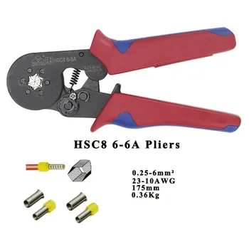 Užspaudimo išpardavimas pjovimo replės rinkinys HSC8 6-6 0.25-6mm2 su cilindrinės terminalų 1200pcs/box elektros užspaudimo įrankis, apkabos, nustatyti