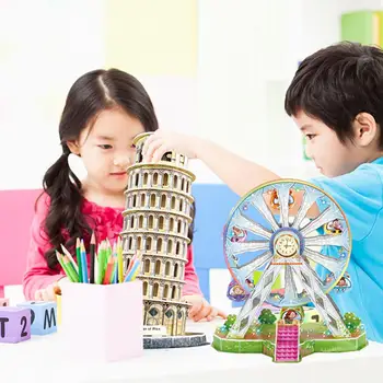 3D Puzzle trimatis Žodis Žinomų Pastatų Architektūros Įspūdį Švietimo Žaislas 
