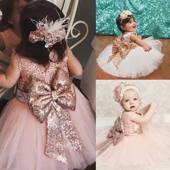 Naujas Pricess Suknelė Vaikams Baby Girl Blizgančiais Boknot Šalies Mergaičių Suknelės Kamuolys Suknelė Kostiumas