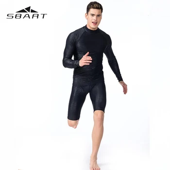 Ilgomis rankovėmis Vyrų maudymosi kostiumėlį Banglenčių Elastinga Anti UV apsaugos nuo Saulės Odos Priežiūros Drabužius Greitai Džiovinimo Snorkeling Bėrimas Apsaugas Maudymosi Šortai