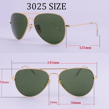 Prabangus stiklinis lęšis akiniai nuo saulės moterų 2020 m. aukštos kokybės uv400 Pilotas saulės akiniai Vyrų rayeds 58mm 3025 Gradientas Ruda