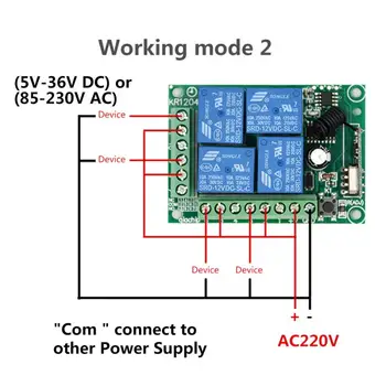 Piktas beždžionė 433Mhz Universalus Belaidis Nuotolinio Valdymo Jungiklis AC 85V ~ 250V 220V 4 Kanalų Relę, Imtuvo Modulis ir RF Control