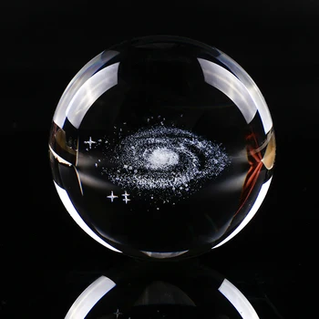 6cm Pasaulyje Paukščių tako sistema Crystal Ball 3D Lazeriu Graviruotas Stiklo Kamuolys Srityje Magija kamuolys būrimą prop Namų puošybai