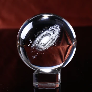 6cm Pasaulyje Paukščių tako sistema Crystal Ball 3D Lazeriu Graviruotas Stiklo Kamuolys Srityje Magija kamuolys būrimą prop Namų puošybai
