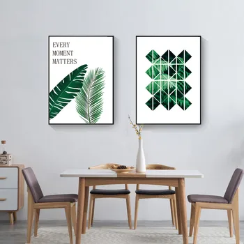 Šiaurės Šalių Žalieji Augalai Modernaus Simple Stiliaus Plakatą Drobė Spausdinti Tapybos Sienos Meno Kambarį Namo Apdaila