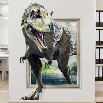 3D Vaikų Kambarys Realus Dinozaurų Skaldyti Sienos Miegamojo Kambarį Fonas Gali Pašalinti Dekoratyvinis atsparus Vandeniui Sienų Lipdukai