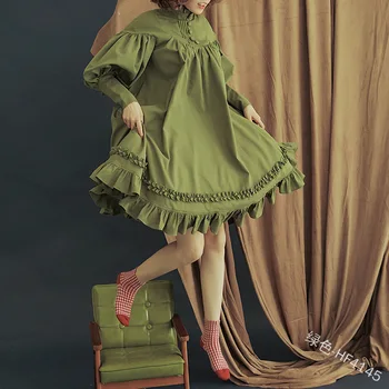 Japonijos saldus lolita suknelė vintage falbala stovėti žibintų rankovės prarasti viktorijos suknelė kawaii girl gothic lolita loli biuras