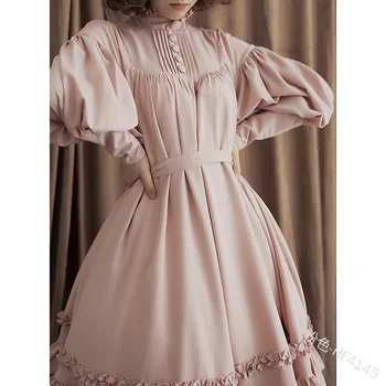 Japonijos saldus lolita suknelė vintage falbala stovėti žibintų rankovės prarasti viktorijos suknelė kawaii girl gothic lolita loli biuras