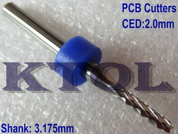 3.175*2.0 MM - GREITAI PCB Įrankiai, karbido PCB krašto cutter kelvedžio bitai, už CNC millinging pjovimo mašina