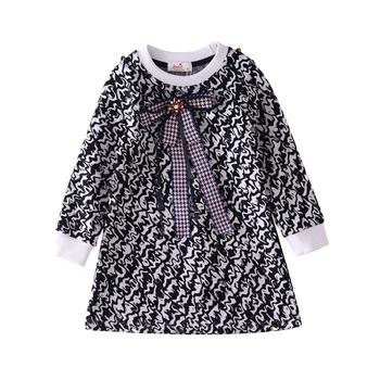 Nauja Vasaros 2021 vaikams drabužių mados prekės ženklo raidė f, stiliaus ilgomis rankovėmis kūdikiui merginos spausdinimo suknelė 2-8 metų