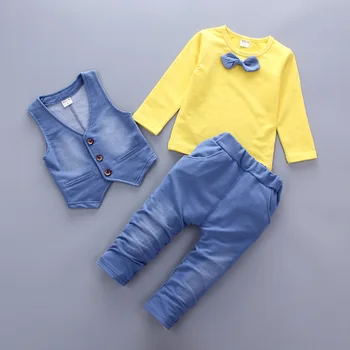 2019 m. pavasarį Nauja vaikų drabužių Liemenė+marškinėliai ir kelnės 3 gabalus Drabužių Rinkinius, skirtus Berniukams ir mergaitėms, drabužiai Vaikams, drabužiai
