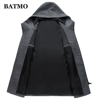BATMO 2019 naują atvykimo rudenį aukštos kokybės vilnos gobtuvu tranšėjos paltai vyrams,vyriški gobtuvu ilgas striukes plius dydžio 1818