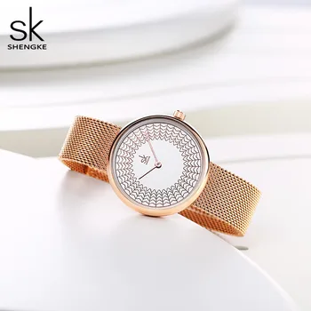Shengke Aukso Žiūrėti Moterų Laikrodžiai Ponios Kūrybos Plieno Moterų Meshband Laikrodžiai Moterų Laikrodis Relogio Feminino Montre Femme