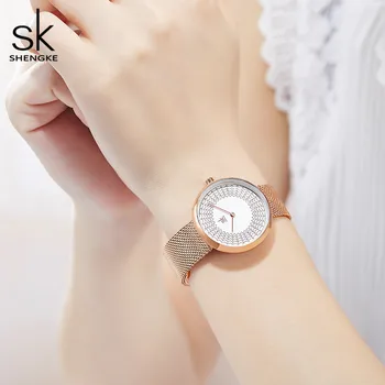 Shengke Aukso Žiūrėti Moterų Laikrodžiai Ponios Kūrybos Plieno Moterų Meshband Laikrodžiai Moterų Laikrodis Relogio Feminino Montre Femme