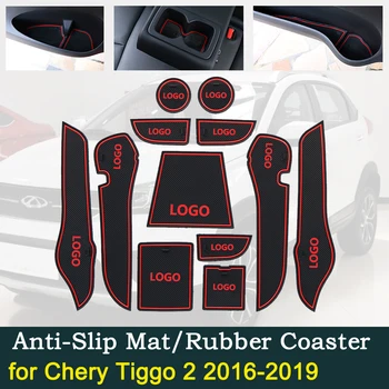 Anti-slydimo Durų Gumos Puodelio Pagalvėlių Chery Tiggo 2 2016~2019 Tiggo2 Tiggo 3x MVM X22 DR3 Groove Kilimėlis Automobilio Interjero Priedai