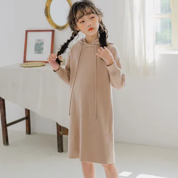 4 iki 14 metų naujų vaikų rudens drabužiai 2020 m. rudenį, žiemą naujų mergaičių megztinis suknelė atsitiktinis gobtuvu vaikai pieštuku suknelė kūdikių apranga