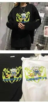 NiceMix Harajuku T-shirt Moterims Kratinys animacinių filmų Spausdinti Raidžių Komiksai Prarasti ilgomis Rankovėmis Marškinėliai Moterims Streetwear orversize marškinėliai