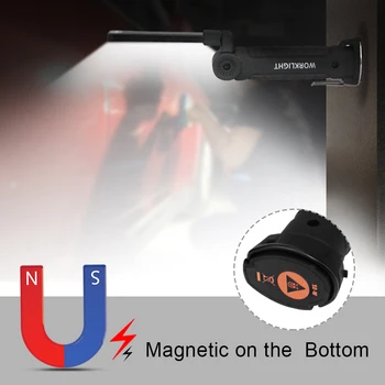 Nešiojamų LED Žibintuvėlis Magnetinio Fakelas USB Įkrovimo Sulankstomas Led Darbo Lengvųjų Automobilių Tikrinimo Lempą, Lauko Kempingas Apšvietimas