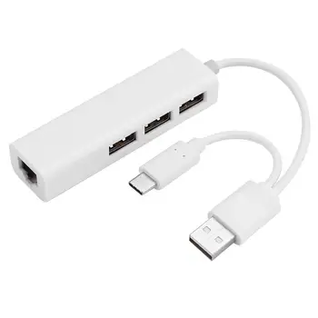 Karšto Pardavimo USB Šakotuvai Multi-funkcija USB2.0 Hub C Tipo su Rj45 Lan Adapteris Gigabit Ethernet USB Skirstytuvo Tinklo plokštė