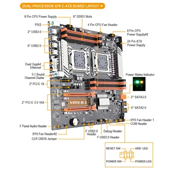 JINGSHA X79 Dual CPU plokštė komplektas su 2 x Xeon E5 2690 4 × 8 GB=32GB 1 600 mhz DDR3 ECC REG atmintis
