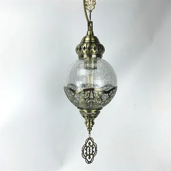 Naujausias stilius Turkijos etninės muitinės rankų darbo lempa romantiška kavinė restoranas, baras medžio Pakabukas šviesos ledo krekingo stiklo Pakabukas lempa