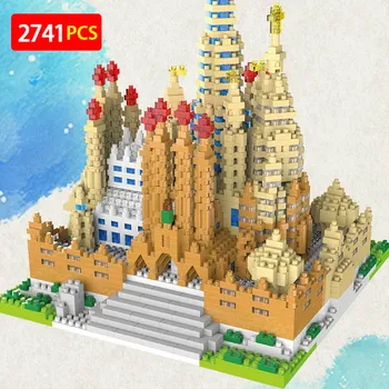 2741PCS Mini Blokų Pasaulyje Garsaus Architektūros Sagrada Šeimos Diamond Bažnyčia, Miesto Modelį, Statybinės Plytos Žaislas Vaikams, Dovana