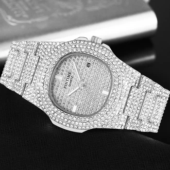 Mados Deimantų Lediniame Iš Watch Vyrų Kvarco Hip-Hop Vyrai Laikrodžiai Top Brand Prabanga Aukso Laikrodis Vyrų Laikrodis Montre Homme relogio