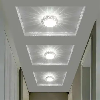 5w Modernios LED Krištolo Šviesa Apskrito Mini Lubų Lempa Luminarias Rotonda Šviesos Kambarį Praėjimo Koridorius Virtuvė