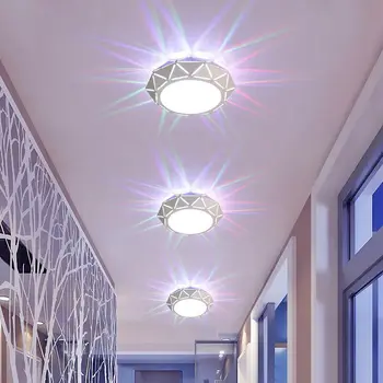 5w Modernios LED Krištolo Šviesa Apskrito Mini Lubų Lempa Luminarias Rotonda Šviesos Kambarį Praėjimo Koridorius Virtuvė