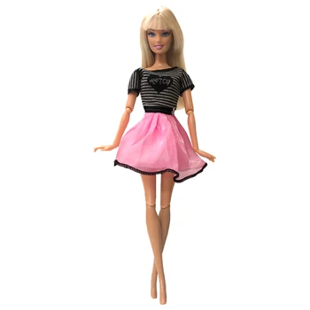 NK 5 Vnt Naujausias Lėlės Suknelė Gražus Atsitiktinis Šalies ClothesTop Mados Suknelė Barbie Kilnus Lėlės Priedai Geriausia Dovana 001B