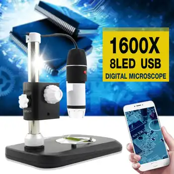 ZEAST 1600X 2MP 8 LED Skaitmeninis Mikroskopas Profesinės Micro USB didinamasis stiklas Elektroninių Stereo USB Endoskopą Telefono PC