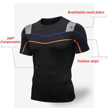 2020 Naktį Paleisti Spausdinimo Rashgard Quick Dry Veikia T-Shirt Vyrų Tinklinio Kratinys GIMNASTIKOS Fitneso Marškinėliai Sporto Suspaudimo Sportinę Marškinėlius