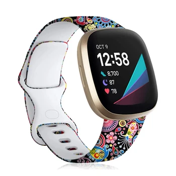 L/S Spausdinimo Silikono Dirželis Fitbit Versa 3/Prasme Smart Watch Band Gėlių Modelio Apyrankę Ant Riešo Dirželiai Fitbit Versa 3
