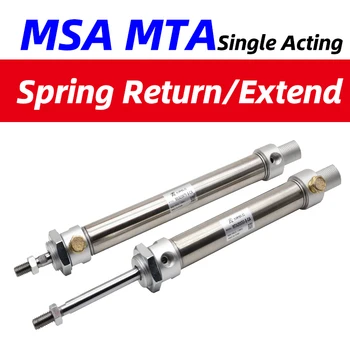 MSA MTA mini apvalus cilindras su pavasario Vieno veikiantis MSA Pavasarį grįžti MTA Pavasario entend bore16 20 25 32 40mm insulto 10-150mm