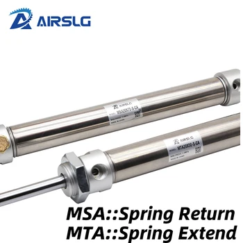 MSA MTA mini apvalus cilindras su pavasario Vieno veikiantis MSA Pavasarį grįžti MTA Pavasario entend bore16 20 25 32 40mm insulto 10-150mm