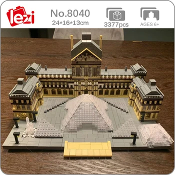 Lezi 8040 Pasaulio Architektūros Paryžiaus Luvro Muziejus 3D Modelį 