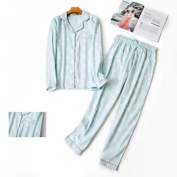 Viršaus Malonės Sleepwear Nustatyti Medvilnės Žiemos Moterų Pižama ilgomis Rankovėmis Marškinėliai Kelnės Atsitiktinis Animacinių filmų Šiltas Atsitiktinis Mama Homewear