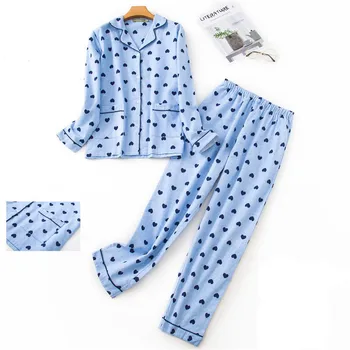 Viršaus Malonės Sleepwear Nustatyti Medvilnės Žiemos Moterų Pižama ilgomis Rankovėmis Marškinėliai Kelnės Atsitiktinis Animacinių filmų Šiltas Atsitiktinis Mama Homewear
