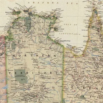 Australija Antikvariniai Išvaizdą Žemėlapis Derliaus Plakatas Sienos Menas, Lipdukas Kambarį Dažų Baras, Kavinė Dekoras Drobė Spausdinti Tapyba