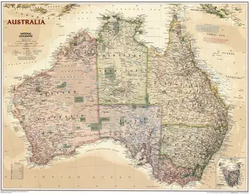 Australija Antikvariniai Išvaizdą Žemėlapis Derliaus Plakatas Sienos Menas, Lipdukas Kambarį Dažų Baras, Kavinė Dekoras Drobė Spausdinti Tapyba